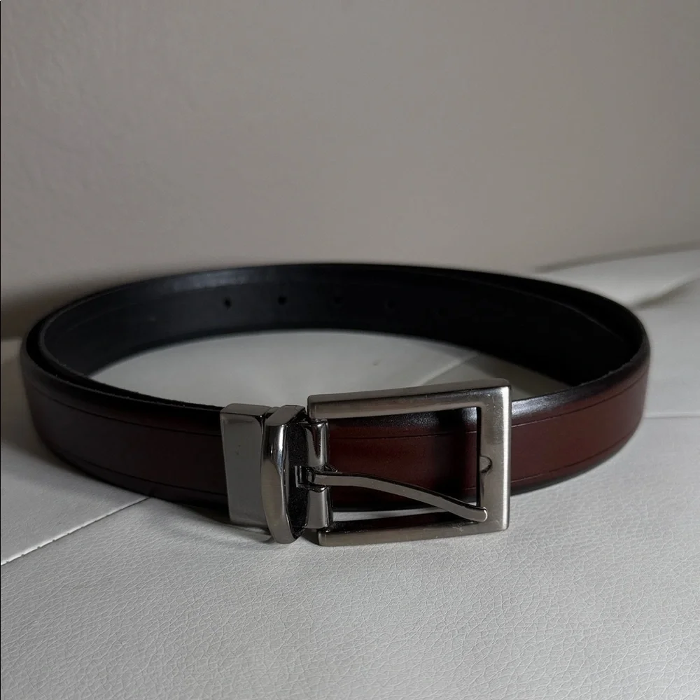 Classic Black and Brown Leather Belt